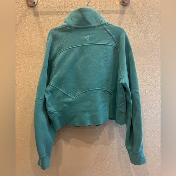 Lululemon Teal Funnel Neck Cropped Scuba Sweatshirt - Picture 2 of 3